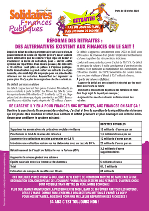 RÉFORME DES RETRAITES : DES ALTERNATIVES EXISTENT AUX FINANCES ON LE SAIT !