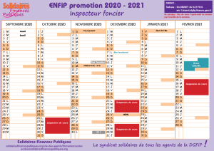 Calendrier inspecteur élève foncier