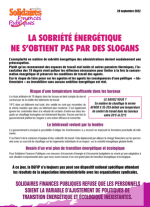 Tract : La sobriété énergétique ne s’obtient pas par des slogans