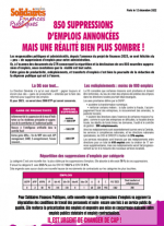 Tract : 850 suppressions d’emplois annoncées mais une réalité bien plus sombre !