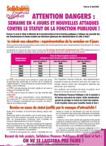 Attention dangers : semaine en 4 jours et nouvelles attaques contre le statut de la fonction publique !