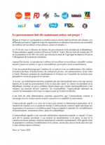 Communiqué intersyndical : Le gouvernement doit dès maintenant retirer son projet ! 