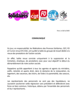 Revue des prestations de l’action sociale : Communiqué des fédérations des finances Solidaires, CGT, FO et l’union Unsa-CFE-CGC