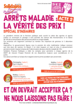 Tract - Arrêts maladie : ACTE 2 - la vérité des prix ! Spécial stagiaires